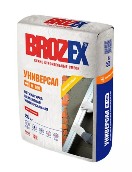 Штукатурка цементная М100 Универсал 25 кг BROZEX – купить по низкой цене в Екатеринбурге в интернет-магазине Стройснаб Штукатурка цементная М100 Универсал 25 кг BROZEX