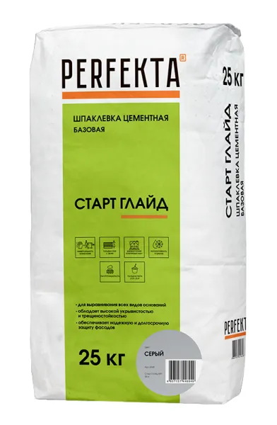 Шпаклевка цементная Перфекта Старт Глайд МН базовая серая 25 кг – купить по низкой цене в Екатеринбурге в интернет-магазине Стройснаб Шпаклевка цементная Перфекта Старт Глайд МН базовая серая 25 кг
