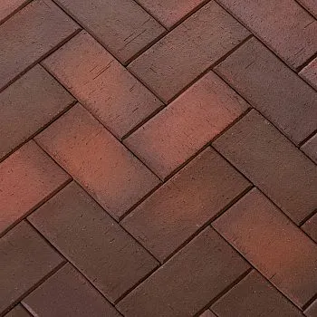 Плитка клинкерная тротуарная ЛСР Глазго темно-красный флеш Классик 200*100*50