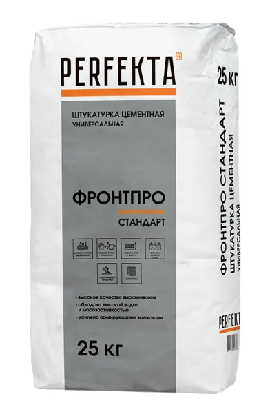 Штукатурка цементная Перфекта Фронтпро Стандарт универсальная 25 кг – купить по низкой цене в Екатеринбурге в интернет-магазине Стройснаб Штукатурка цементная Перфекта Фронтпро Стандарт универсальная 25 кг