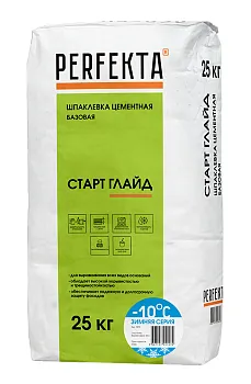Шпаклевка цементная Перфекта Старт Глайд базовая зимняя серая 25 кг – купить по низкой цене в Екатеринбурге в интернет-магазине Стройснаб Шпаклевка цементная Перфекта Старт Глайд базовая зимняя серая 25 кг