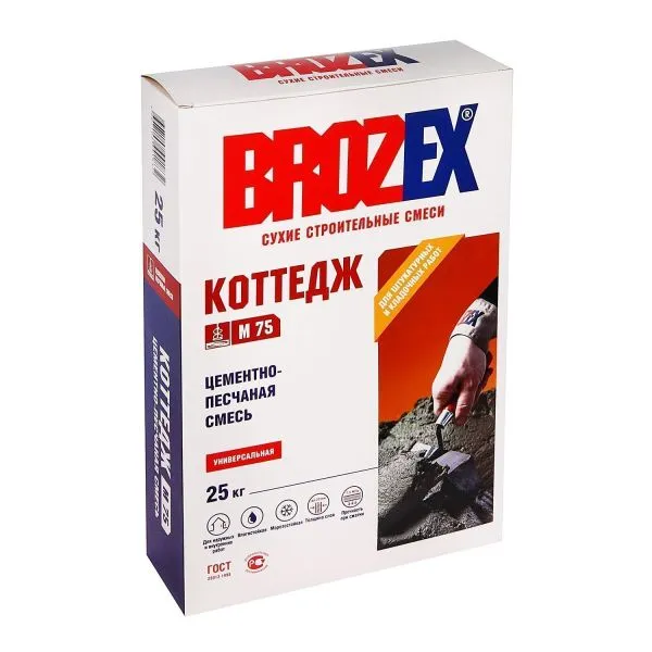 Смесь цементно-песчаная ЦПС-100 Коттедж 25 кг BROZEX