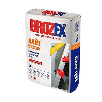 Штукатурка цементная СРМ 36 Лайт (ШС-36) 20 кг BROZEX – купить по низкой цене в Екатеринбурге в интернет-магазине Стройснаб Штукатурка цементная СРМ 36 Лайт (ШС-36) 20 кг BROZEX