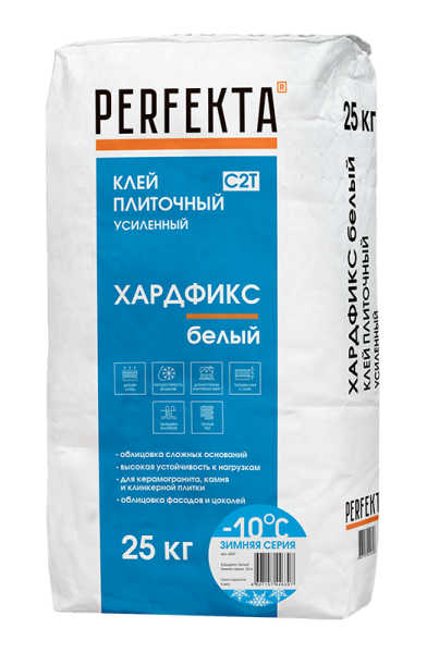 PERFEKTA Клей плиточный Хардфикс Белый Зимняя серия, 25 кг – купить по низкой цене в Екатеринбурге в интернет-магазине Стройснаб PERFEKTA Клей плиточный Хардфикс Белый Зимняя серия, 25 кг