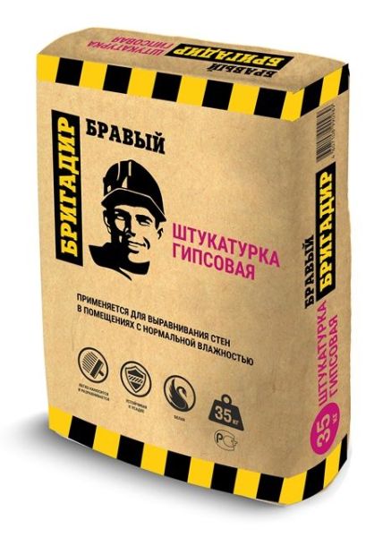 Штукатурка гипсовая 35 кг БРАВЫЙ БРИГАДИР – купить по низкой цене в Екатеринбурге в интернет-магазине Стройснаб Штукатурка гипсовая 35 кг БРАВЫЙ БРИГАДИР