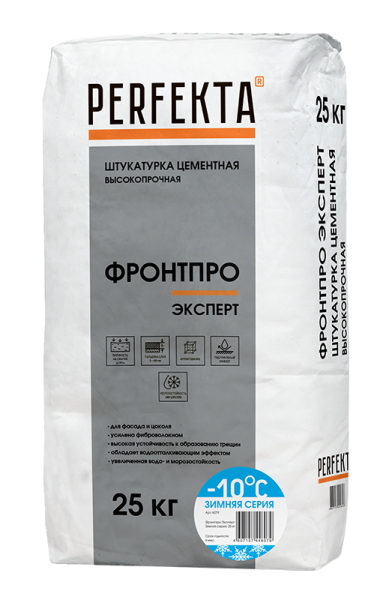 PERFEKTA Штукатурка цементная высокопрочная Фронтпро Эксперт Зимняя серия, 25 кг