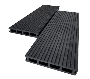 Террасная доска AIWOOD 140*22 брашированная двусторонняя (текстура 3D+3D), Антраци