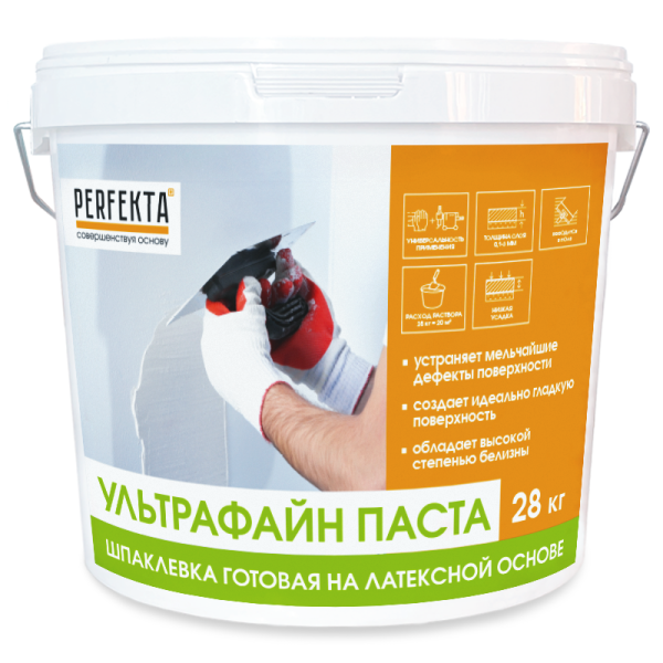 PERFEKTA Шпаклевка готовая на латексной основе Ультрафайн Паста, 28 кг