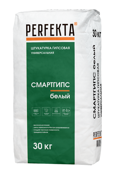 PERFEKTA Штукатурка гипсовая универсальная Смартгипс белый, 30 кг – купить по низкой цене в Екатеринбурге в интернет-магазине Стройснаб PERFEKTA Штукатурка гипсовая универсальная Смартгипс белый, 30 кг