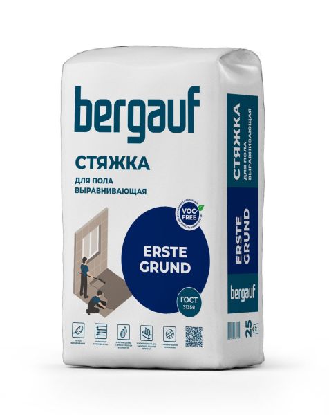 Выравнивающая стяжка для пола Bergauf Erste Grund с армирующими волокнами, 25 кг – купить по низкой цене в Екатеринбурге в интернет-магазине Стройснаб Выравнивающая стяжка для пола Bergauf Erste Grund с армирующими волокнами, 25 кг