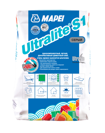 Клей для плитки Mapei Ultralite S1, серый