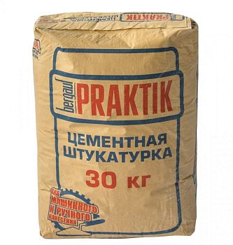 Штукатурка цементная Bergauf Praktik для наружных работ, 30 кг Штукатурка цементная Bergauf Praktik для наружных работ, 30 кг