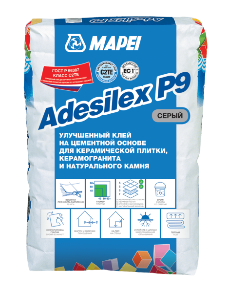 Клей для плитки Mapei Adesilex P9, серый